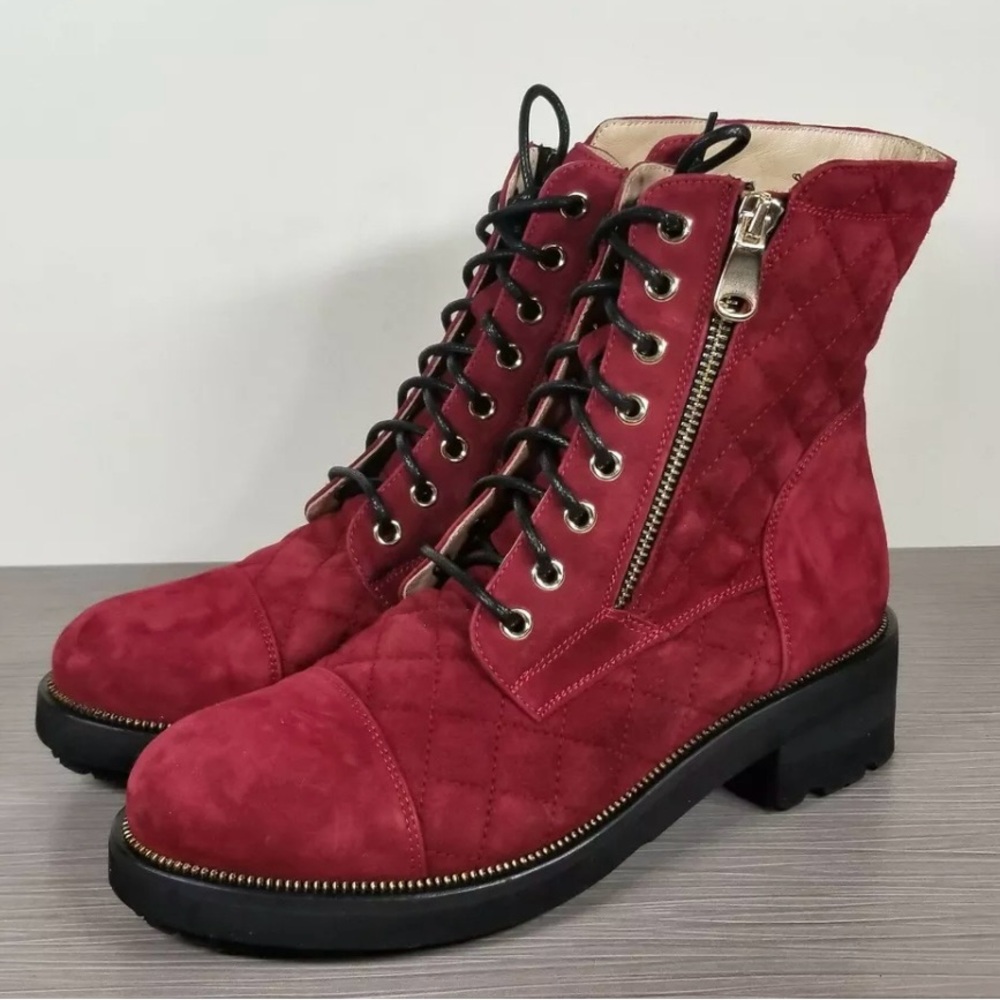 SOLD! RON WHITE Tiffany Ankle Boot in Red Suede - Size 38-1/2 / 8-1/2 - Picture 12 of 14